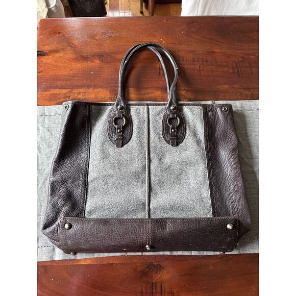 Banana Republic Chatham XL Leather Tote Shopper Purse Overnight Nomad Bag gray - Picture 3 of 16